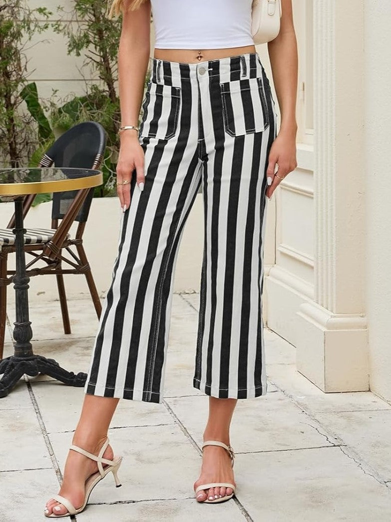 Élevé Striped Denim